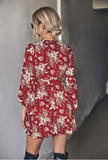 floral irregular flared sleeve dress