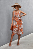 sexy suspender V-neck strap slit dress