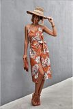 sexy suspender V-neck strap slit dress