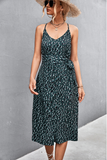 sexy suspender V-neck strap slit dress
