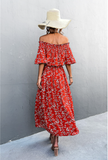 one-shoulder tube top split floral dress