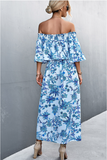 one-shoulder tube top split floral dress