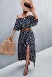 one-shoulder tube top split floral dress
