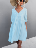 2023V v-neck loose casual dress big swing skirt