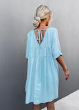 2023V v-neck loose casual dress big swing skirt