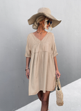 2023V v-neck loose casual dress big swing skirt