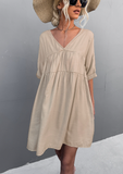 2023V v-neck loose casual dress big swing skirt