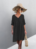 2023V v-neck loose casual dress big swing skirt