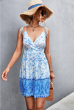 sexy backless V-neck sling positioning flower dress