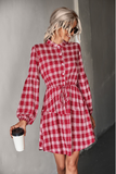 Checked Long Sleeve Shirt Dress