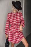 Checked Long Sleeve Shirt Dress