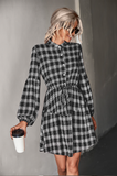 Checked Long Sleeve Shirt Dress