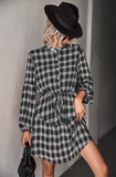 Checked Long Sleeve Shirt Dress