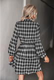 Checked Long Sleeve Shirt Dress