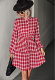 Checked Long Sleeve Shirt Dress