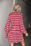 Checked Long Sleeve Shirt Dress