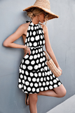 sexy halter dress with neck strap and polka dots