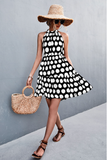 sexy halter dress with neck strap and polka dots