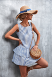 striped irregular cotton and linen vest skirt