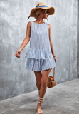 striped irregular cotton and linen vest skirt