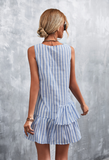 striped irregular cotton and linen vest skirt