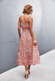 pleated floral medium and long dress
