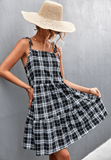 plaid stitching sling dress
