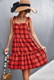 plaid stitching sling dress