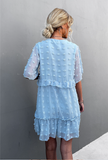 2023V-neck casual jacquard fur ball dress