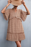 2023V-neck casual jacquard fur ball dress