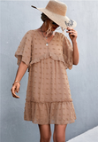 2023V-neck casual jacquard fur ball dress