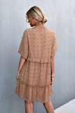 2023V-neck casual jacquard fur ball dress