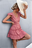 sexy V-neck flounce dress