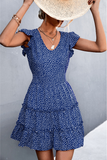 sexy V-neck flounce dress