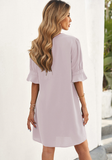 chiffon solid color loose short sleeve knee-length skirt