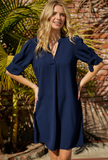 chiffon solid color loose short sleeve knee-length skirt