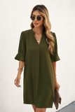 chiffon solid color loose short sleeve knee-length skirt