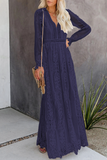 2023V neck and waist lace openwork dress