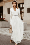 2023V neck and waist lace openwork dress