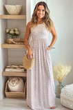 casual floral leopard pocket sleeveless dress