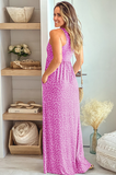 casual floral leopard pocket sleeveless dress