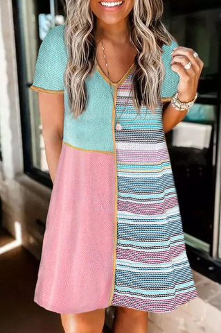 casual knitted pullover striped print dress