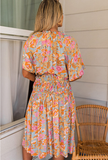 loose mid-sleeve floral waist slimming dress