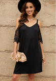 casual sling off-the-shoulder solid color dress