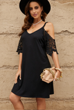 casual sling off-the-shoulder solid color dress