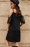 casual sling off-the-shoulder solid color dress