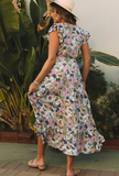 retro ruffled thin Bohemian short-sleeved dress
