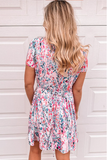 T-shirt with round neck and short sleeves Bohemian printed dress