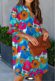 floral print pullover V-neck dress