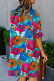 floral print pullover V-neck dress